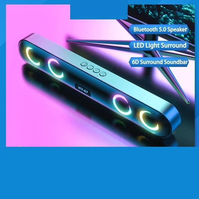 

2022 Cool Lights Mode 4D Soundbar 5.0 Bluetooth Speakers Home Loudspeaker Box 360° Surround Stereo Subwoofer Sound Bar For PC