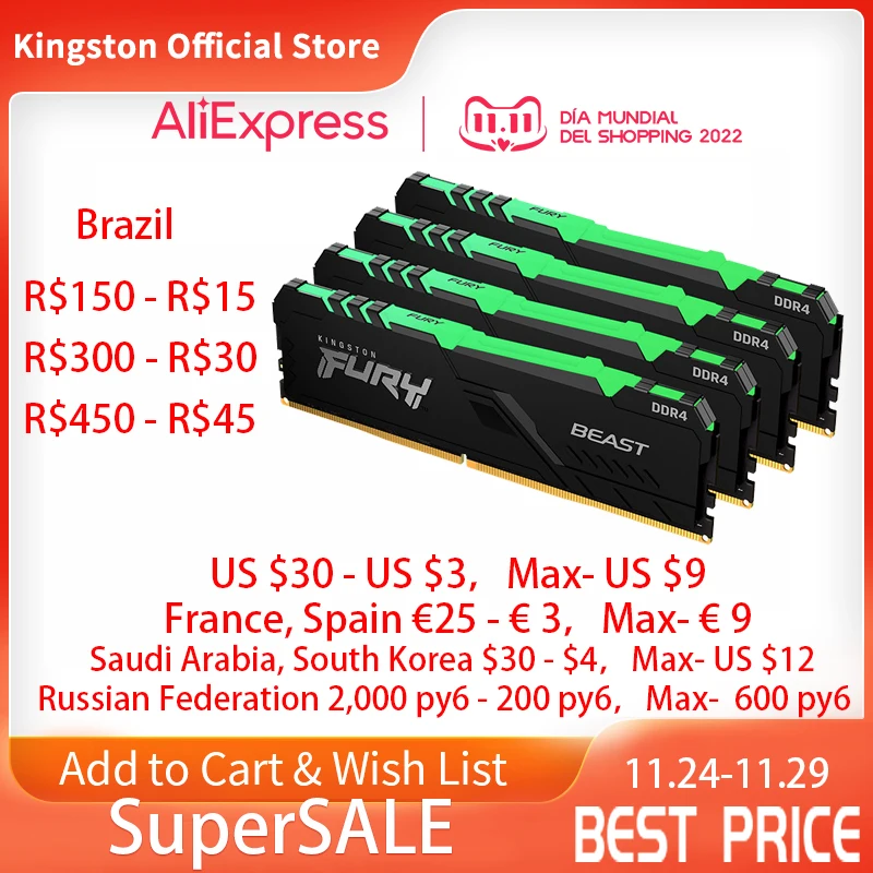 Память ОЗУ Kingston HyperX FURY DDR4 RGB 2666 МГц DDR4 CL15 DIMM XMP 8 ГБ 16 ГБ, Память ОЗУ ddr4 для настольных ПК