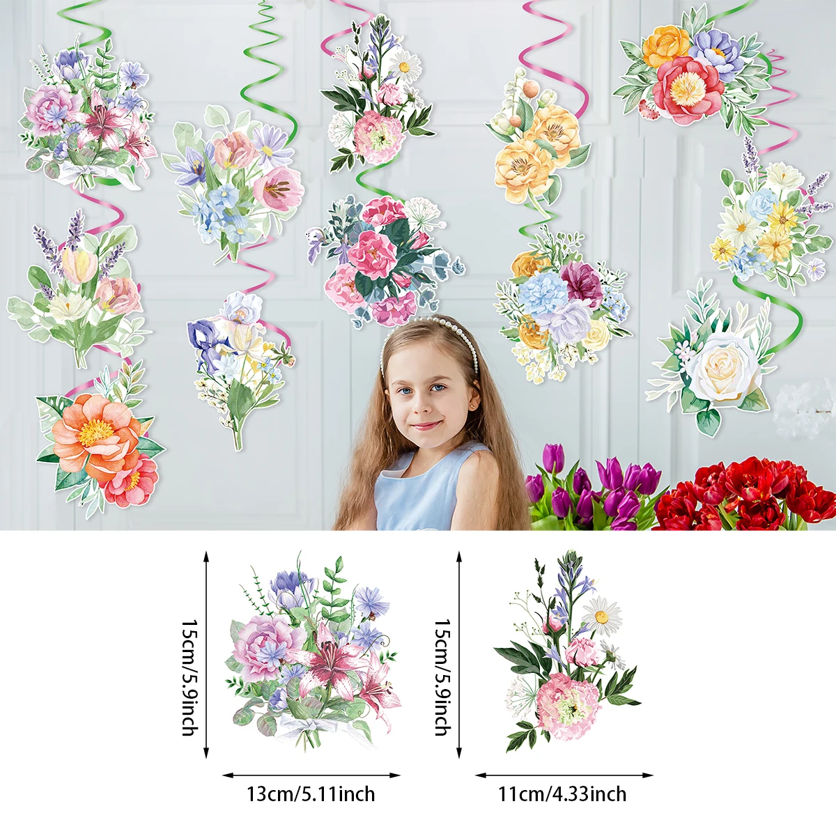 

1set Spring Butterfly Hanging Swirl Pendant Colorful Flowers Pendant Happy Spring Theme Birthday Party Home Decoration Supplies