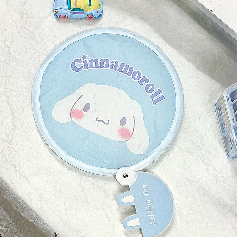 Kawaii Sanrio Hellokitty Folding Fan Kuromi Hand Operated Fan Cinnamoroll Portable Small Round Fan Summer Y2K Toy Gift for Girls images - 6
