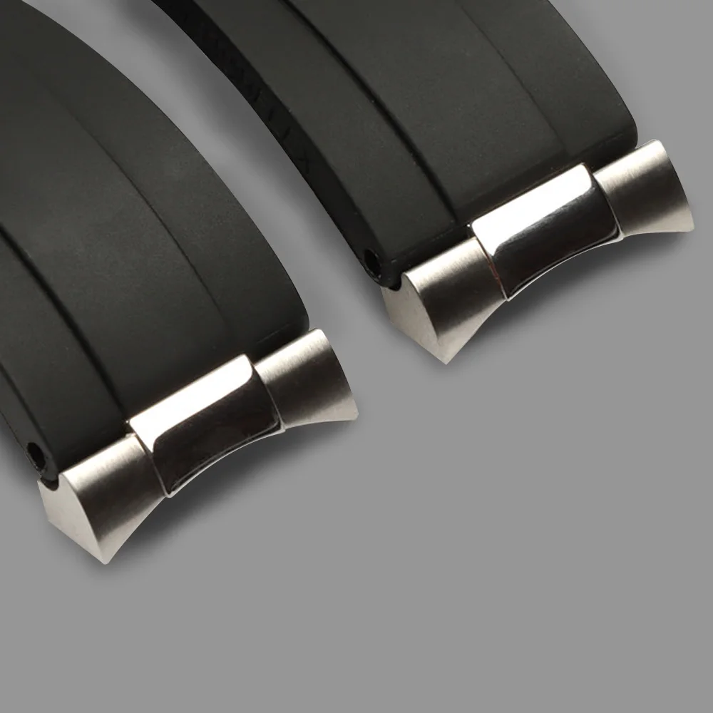 20mm Silver Black Gold Rose Solid Curved End Link Endlink fit  For RLX Daytona Rubber Leather Watch Strap