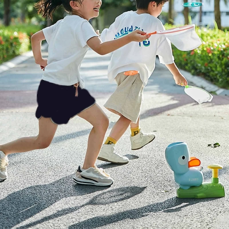 

Flying Disc Launchers Shoot and Catch with Net Toy for Kids Step-on to