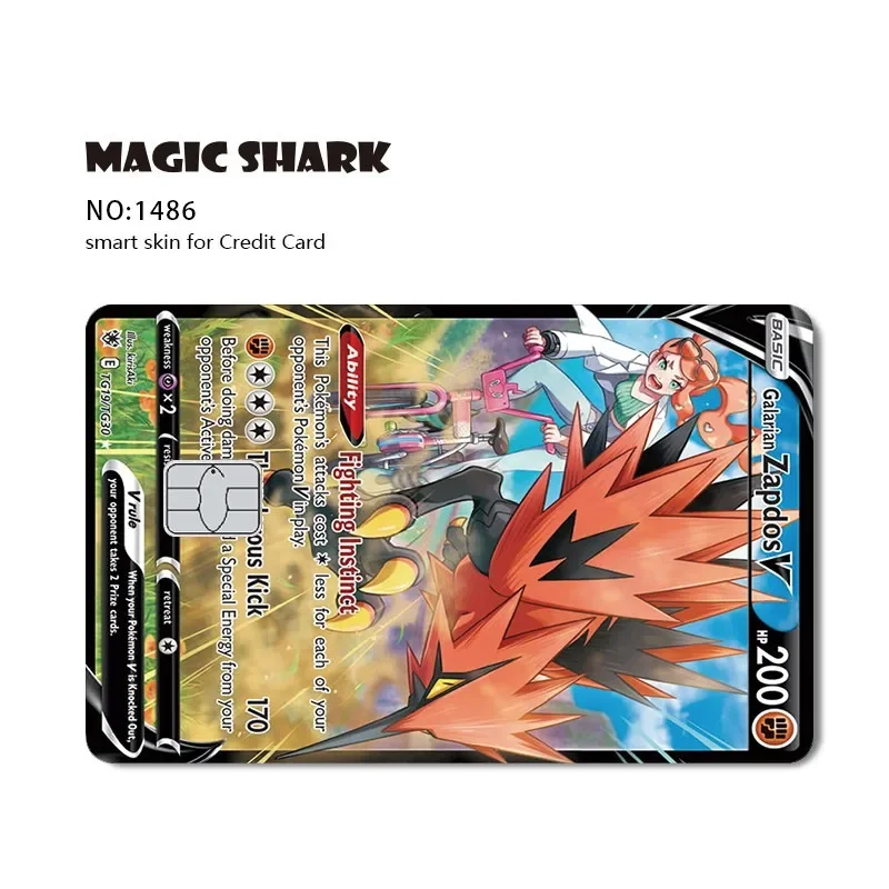 Волшебная Акула 2024 матовая Charizard Luario Pokemon Front Skin Film Обложка Наклейка для кредитной