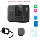 Силиконовый чехол для GoPro Hero 8, черное закаленное стекло, защита экрана, защитная пленка, крышка для объектива, аксессуары для Go Pro 8
