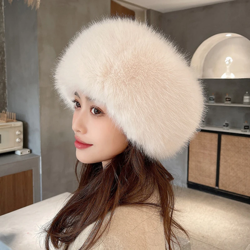 

New Women Winter Hat Solid Multifunction Skullies Beanies Lady Thick Warm Fluffy Fur Hat Ushanka Faux Fox Fur Bomber Hats