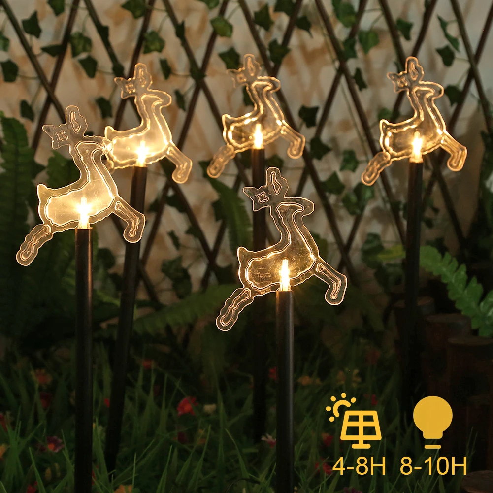 

Christmas Decorative Garden Lights IP65 Waterproof Solar Yard Stake Lights Warm White Light 5 LEDs New Year Garden Decoration