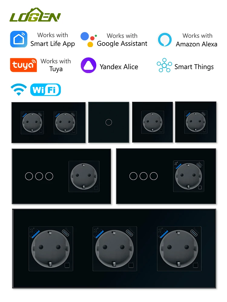 LOGEN WIFi выключатели света Smart 1/2/3Gang 1Way настенные сенсорные стеклянная панель с