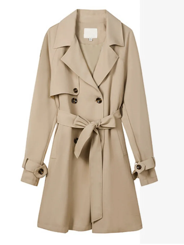 LANMREM дизайнерский Тренч с поясом пальто для женщин длинный рукав однотонный пояс