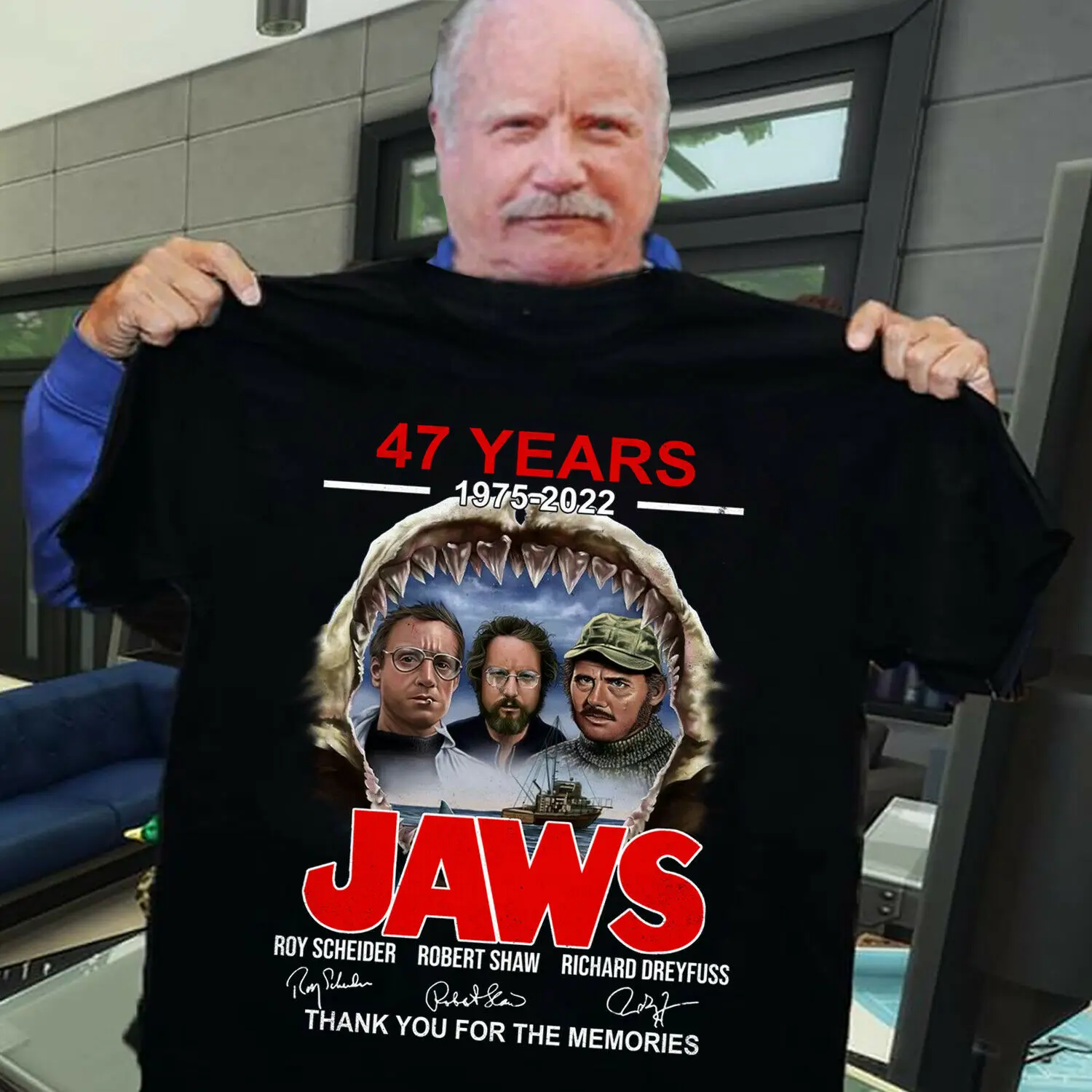 

Jaws 47 Years 1975-2022 Anniversary Signatures Thank You The Memories Tee Shirt