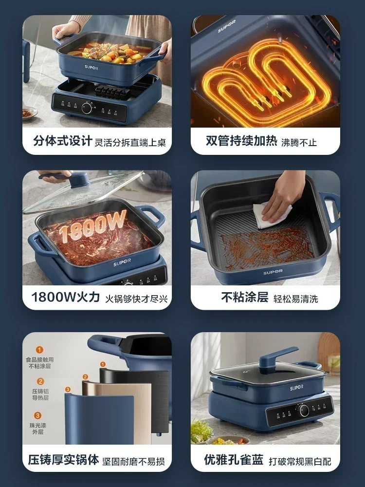 Электрическая кастрюля многофункциональная разделенная бытовая электрическая