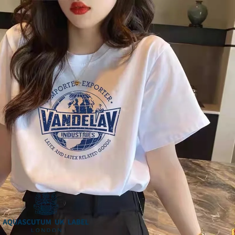 

Aquascutum 2022 Summer Cotton Short Sleeve T-Shirt women's loose and versatile printed top