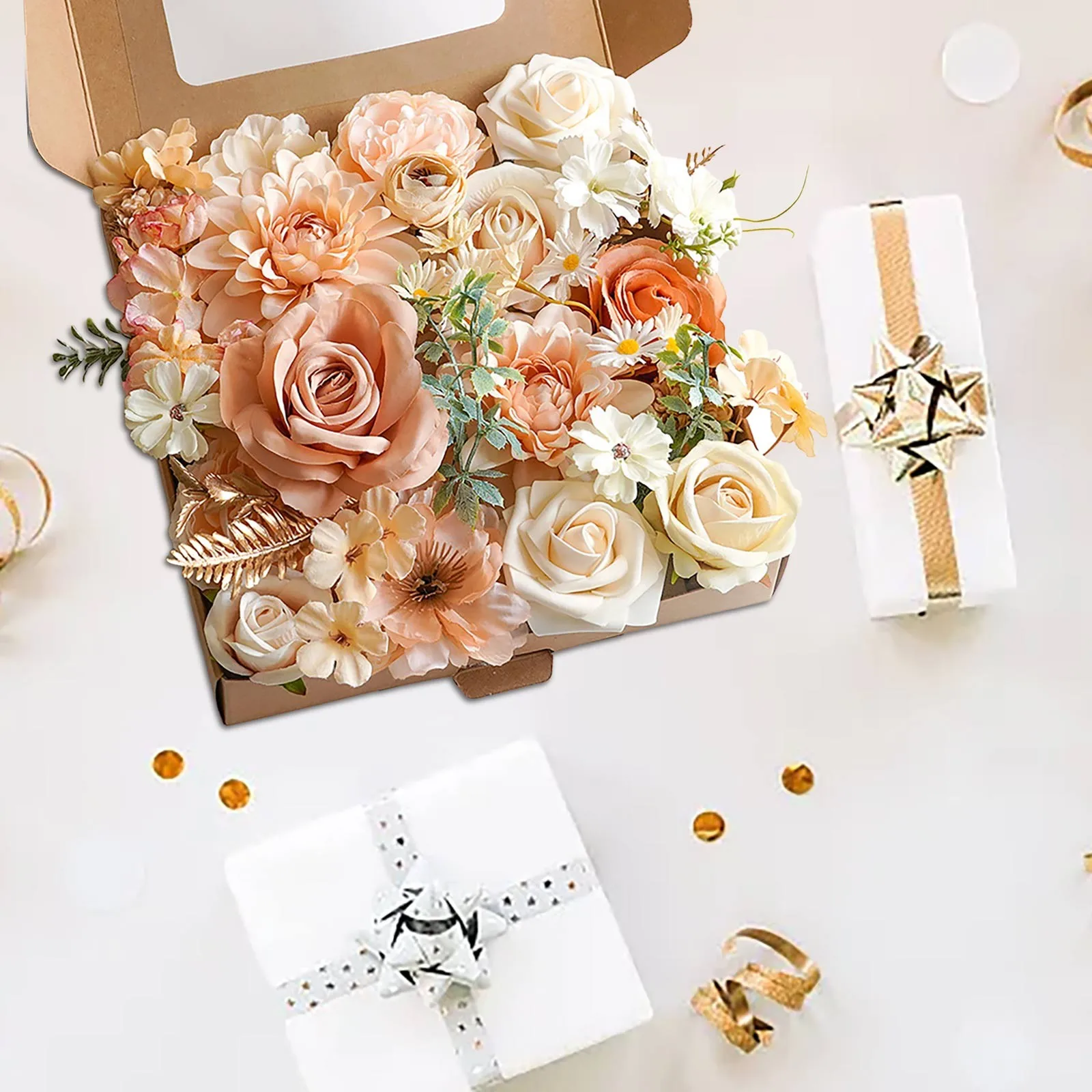 Комбинированные цветы смешанные шелковые розы подарки на день Святого Валентина