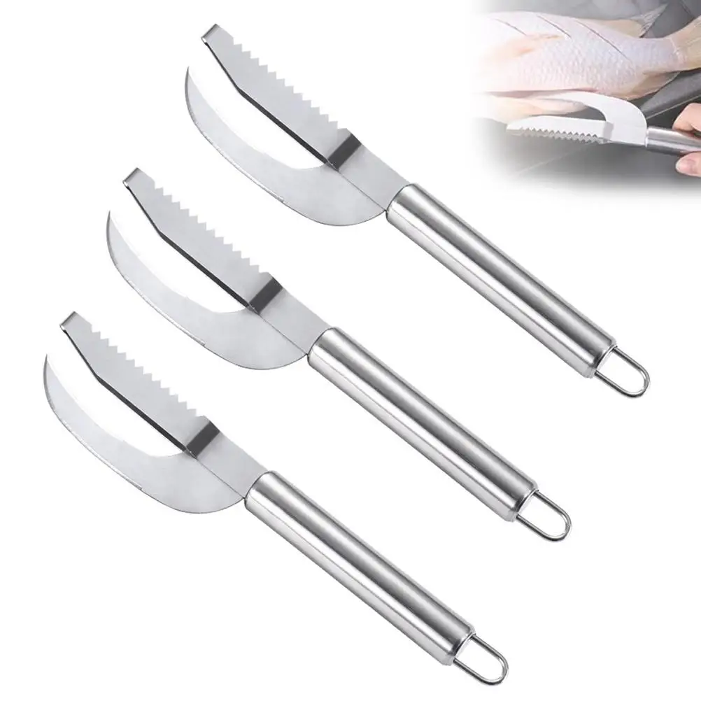 

3Pcs Fish Scaler Remover Cutter Stainless Steel Sawtooth Remover With Handle Multi-functional Home Kitchen Tool
