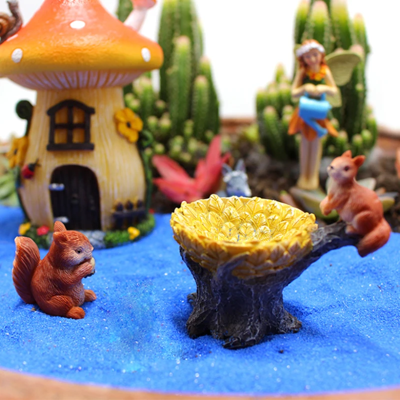 

6Pc Fairy Garden Ornaments Miniature Mushroom House Dog Bunny Squirrels Fairies Figurines Accessories For Outdoor Decor Craft