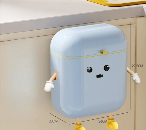 9л/12л кремового цвета, настенный кухонный мусорный бак без сверления, милые узоры, мусорное ведро большого калибра с крышкой для пищевых отходов