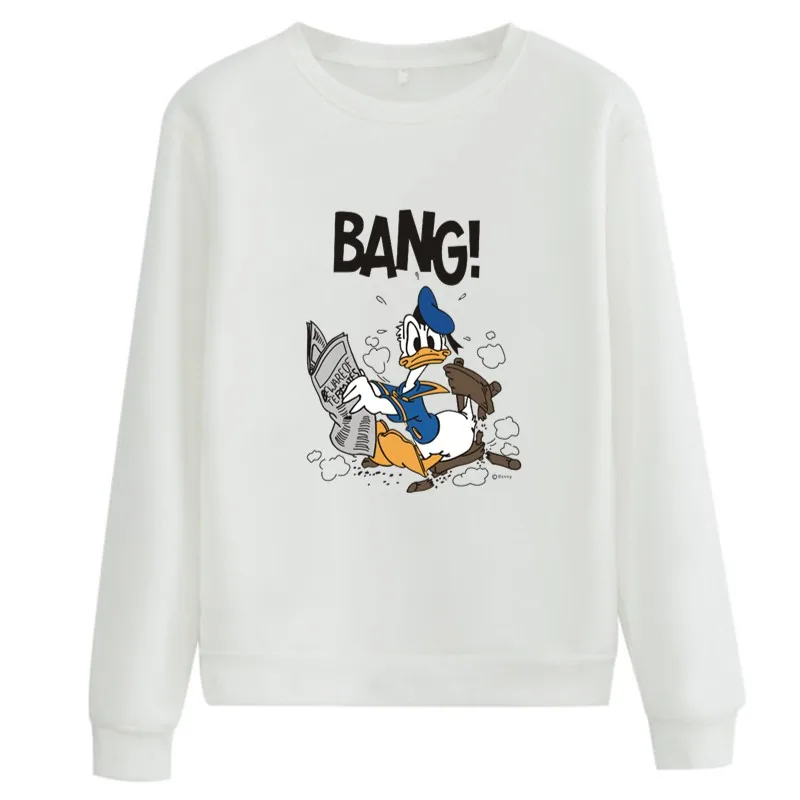 

Disney Anime Donald Duck Fell Down Bang Funny Mulheres Sweetshirts Winter Autumn Long Sleeve Fleece Thick Warm Anime Hoodie Y2K