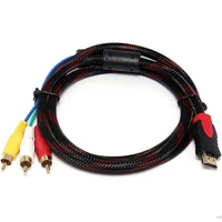 3rca to hdmi compatible test braided wire adapter thread extension cable av cvbs composite video and lr stereo audio signals