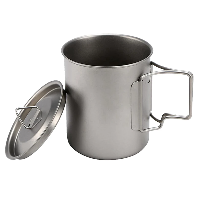 

Ultralight Titanium Cup Portable Mug Camping Picnic Water Cup Foldable Handle 750Ml Titanium Color