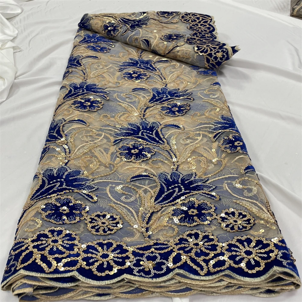 

Африканская сетчатая кружевная ткань 2023, высокое качество, 5 ярдов, французская Тюлевая кружевная ткань с блестками для вечерних платьев, шитье rc1v3