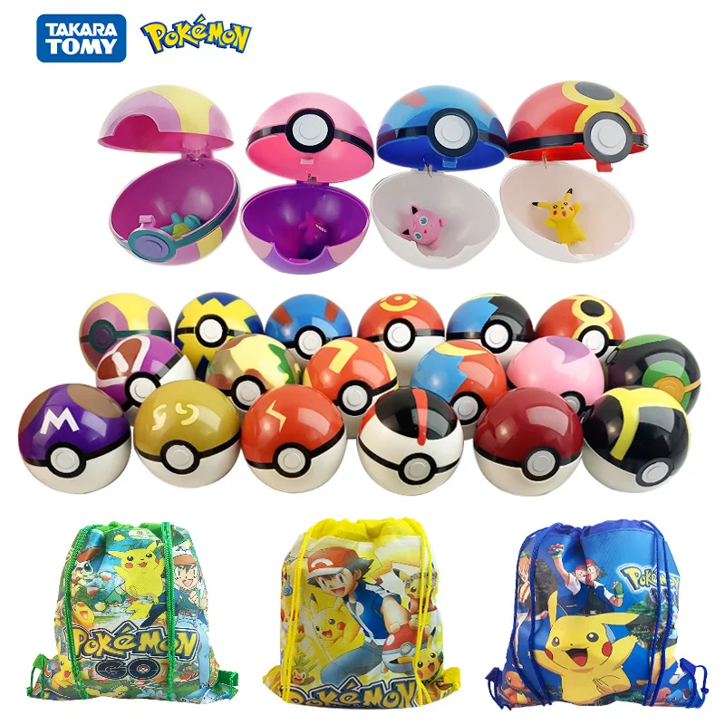 

7cm Pokemon Poke ball with 2-3cm Elf doll Anime Action Figures Pikachu Pokeball Monster bag Toy Model Children party game Gift