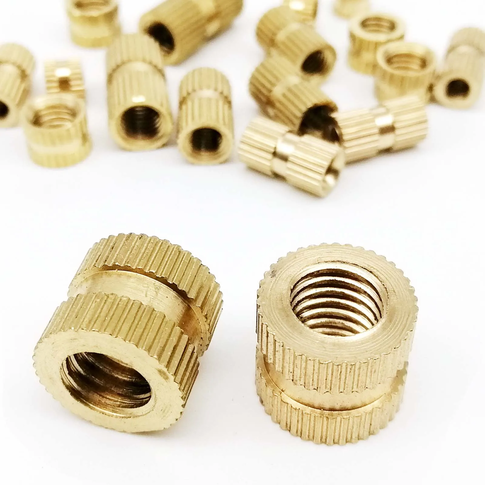 

200pcs M4 M5 Solid Brass Pure Copper Metric Thread Injection Molding Knurl Insert Nut Nutsert Embedded 6mm 8mm 10mm Double Pass