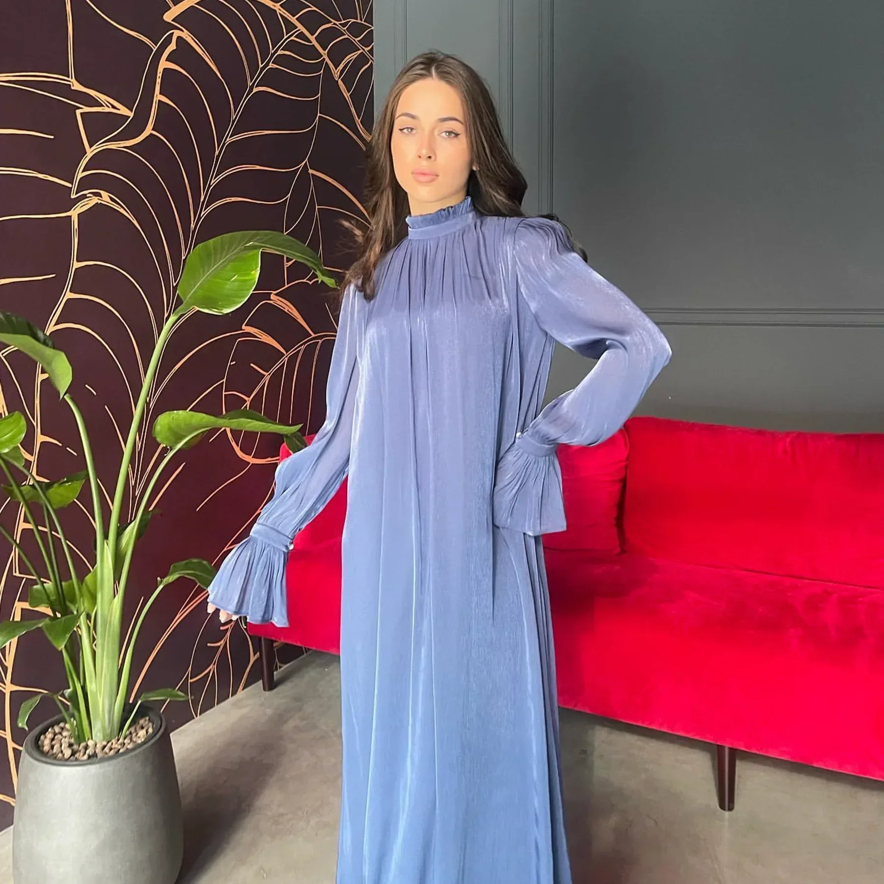 Abayas мусульманские платья для женщин Abaya Дубай Роскошная длинная талия галстук