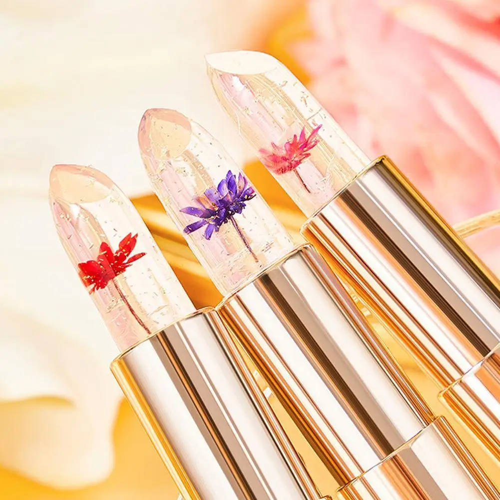 

New Flower Jelly Temperature Color Change Lipstick Waterproof Lasting Lipsticks Products Moisturizing Makeup Long Clear R1A5