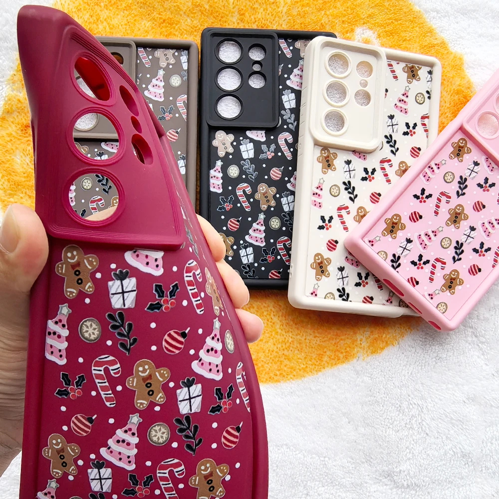 Чехол для телефона с милым принтом Merry Christmas Samsung Galaxy S25 Plus S24 S23 S22 S21 Ultra S24FE мягкий
