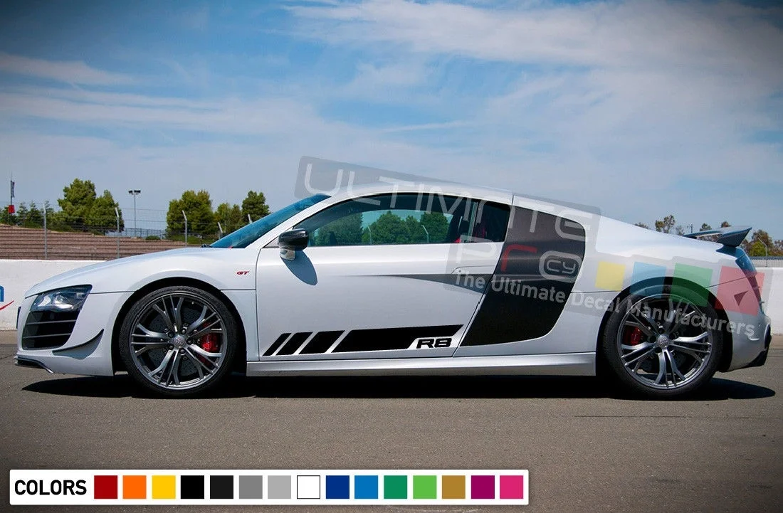 

For 2x Sticker Decal Graphic Stripe Kit Audi R8 Light Bumper Wing Flare Cover