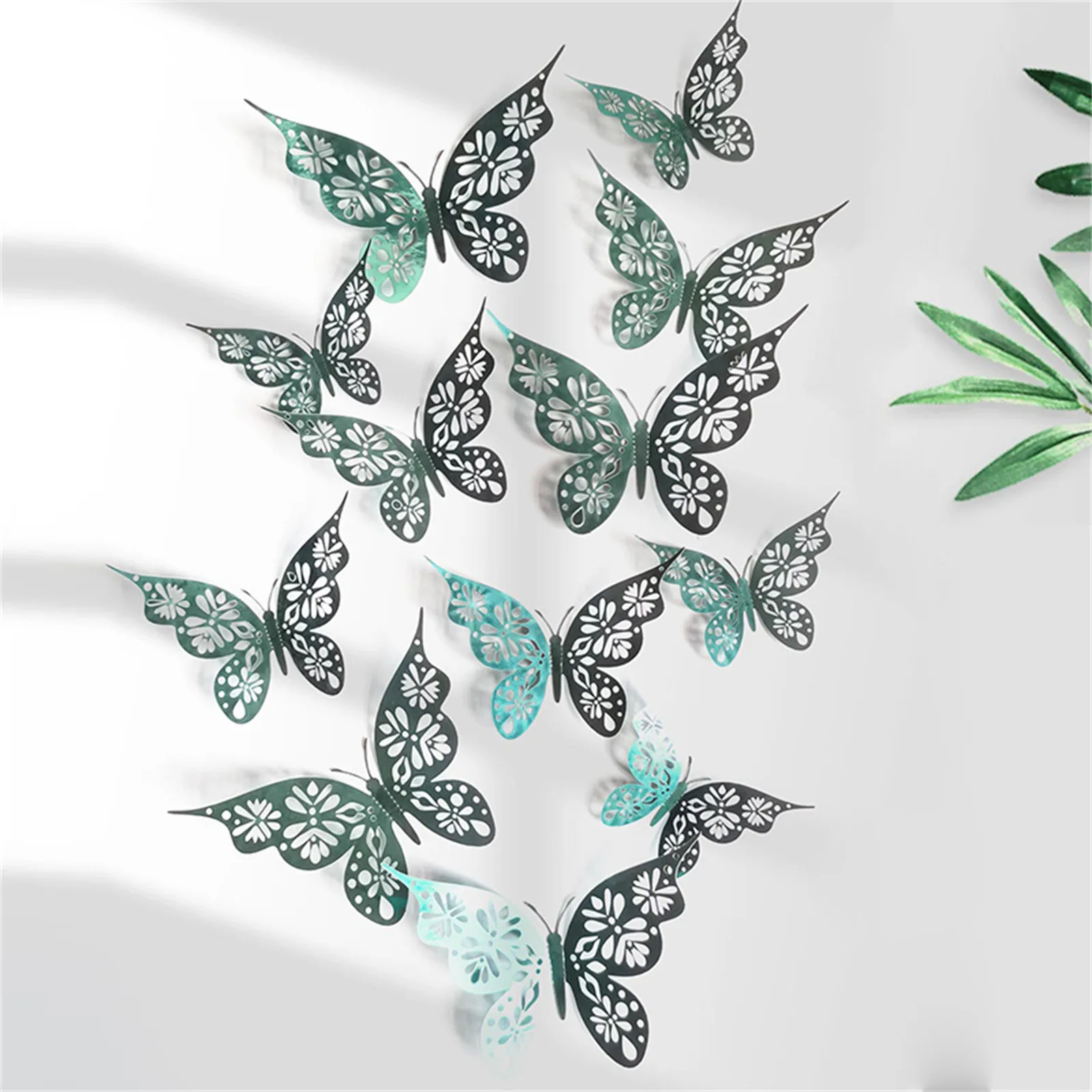 

12pcs 3d Hollow Laser Butterfly Decorations Home Decor Cake Ornaments Simulation Butterfly Party Wedding Wall Stickers 3 Sizes