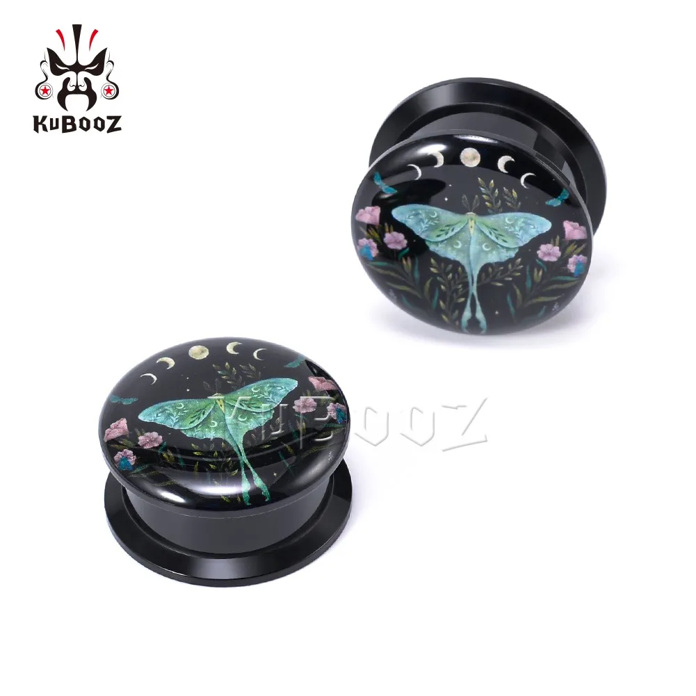 

KUBOOZ Stylish Acrylic Butterfly Moon Flower Ear Tunnels Plugs Body Piercing Jewelry Earring Gauges Expanders 6-30mm 2PCS