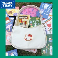 takara tomy new hello kitty embroidery pu cute simple shoulder underarm bag girl sweet capacity large zipper jk handbag