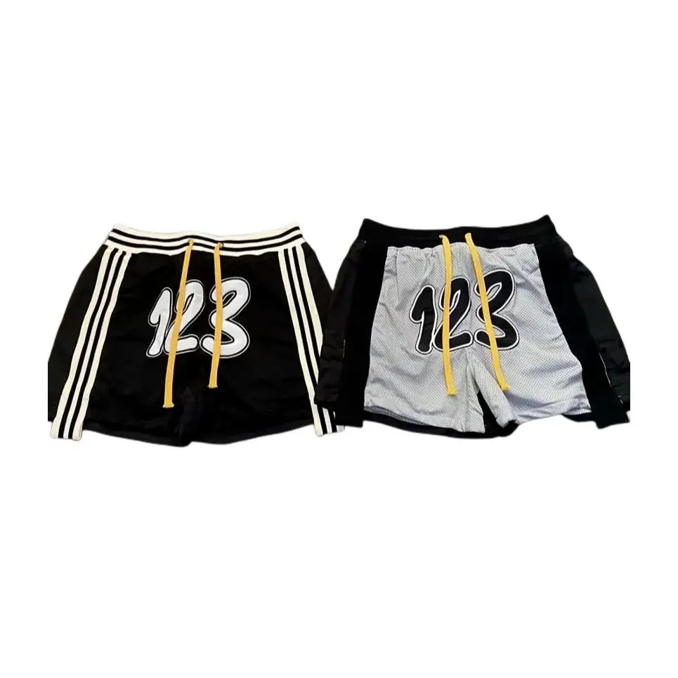 

2023 Fashion Men Clothing Patchwork Short Pant Mesh RRR123 Yellow Drawstring