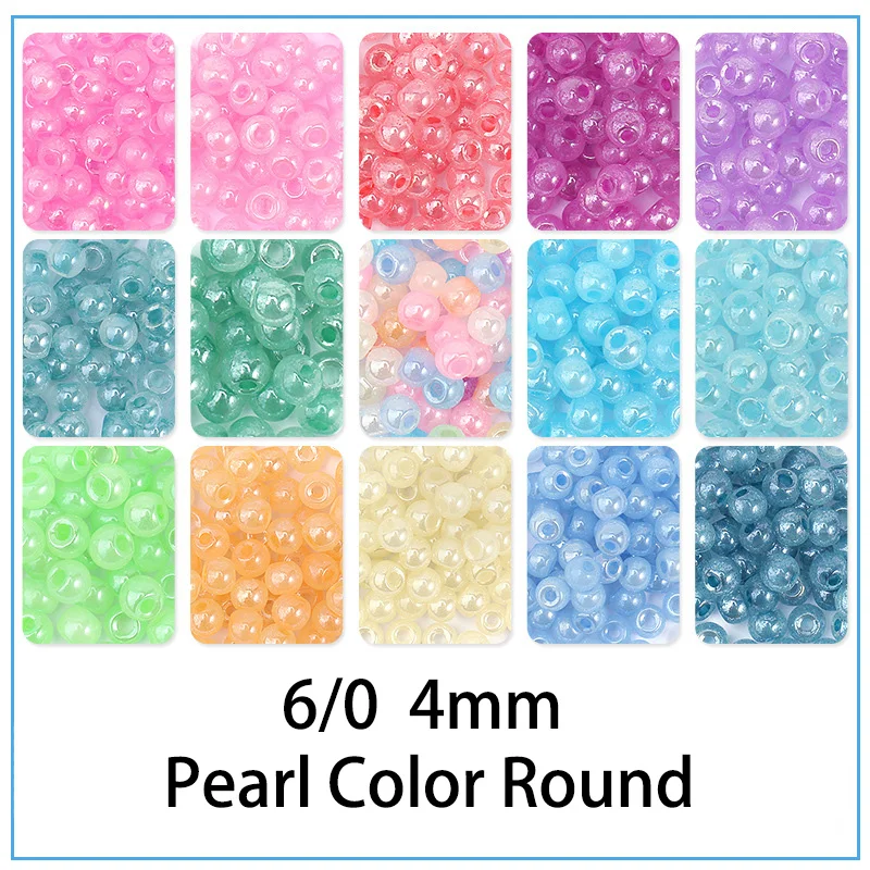 

150pcs 4mm Pearl Cream Color Glass Seed Beads 6/0 Uniform Round Spacer Beads For DIY Handmade Jewelry Bracelet Necklace Making