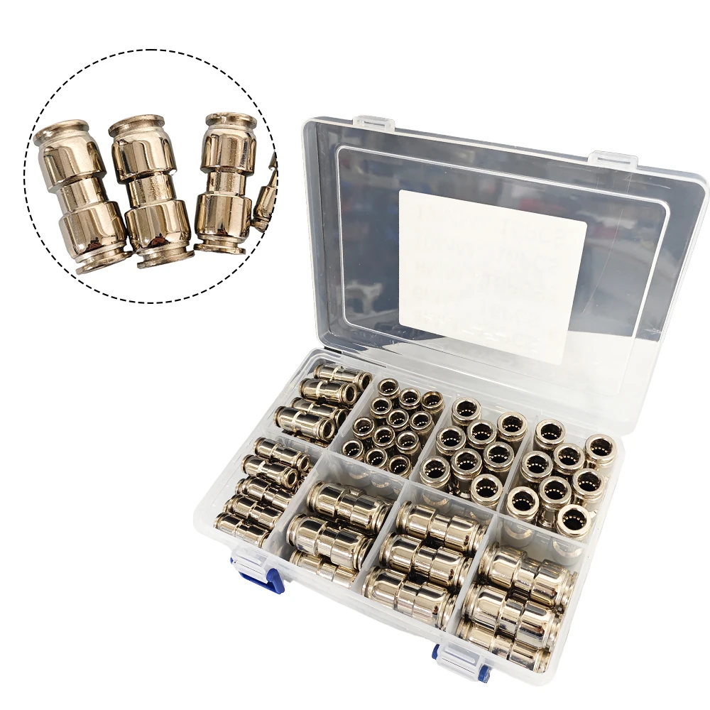Фото 80 шт. прямых пневматических быстроразъемных соединений из нержавеющей стали для полиуретановых воздушных шлангов от 4 мм до 12 мм №2