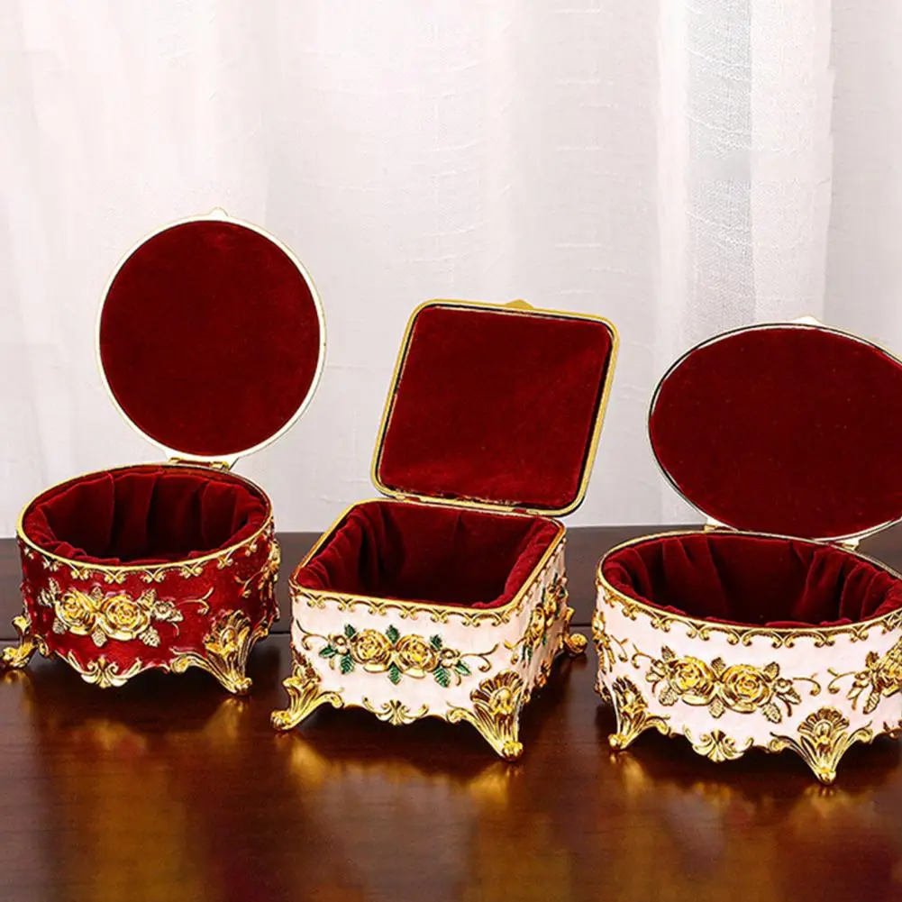 

Шкатулка для ювелирных изделий с защитой от пыли и падения, винтажный изысканный эмалированный металлический держатель для ювелирных изде...