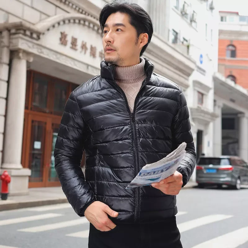 Ultralight Down Coat Portable Slim Down Parkas Men Winter Coat Fashion Hooded White Duck Down Jackets