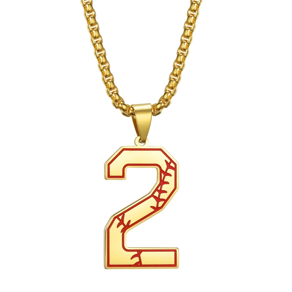 

Stainless Steel Jewelry Black Color Gold Color Steel Color 20.1x35.7mm Number Two 2 Pendant Necklace With 60cm Box Chain