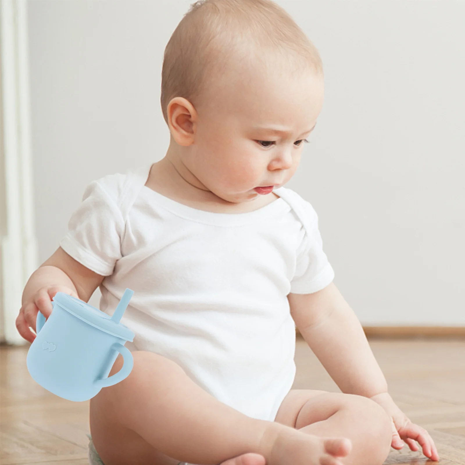 2 шт. силиконовые чашки с соломинкой для кормления детей ясельного возраста