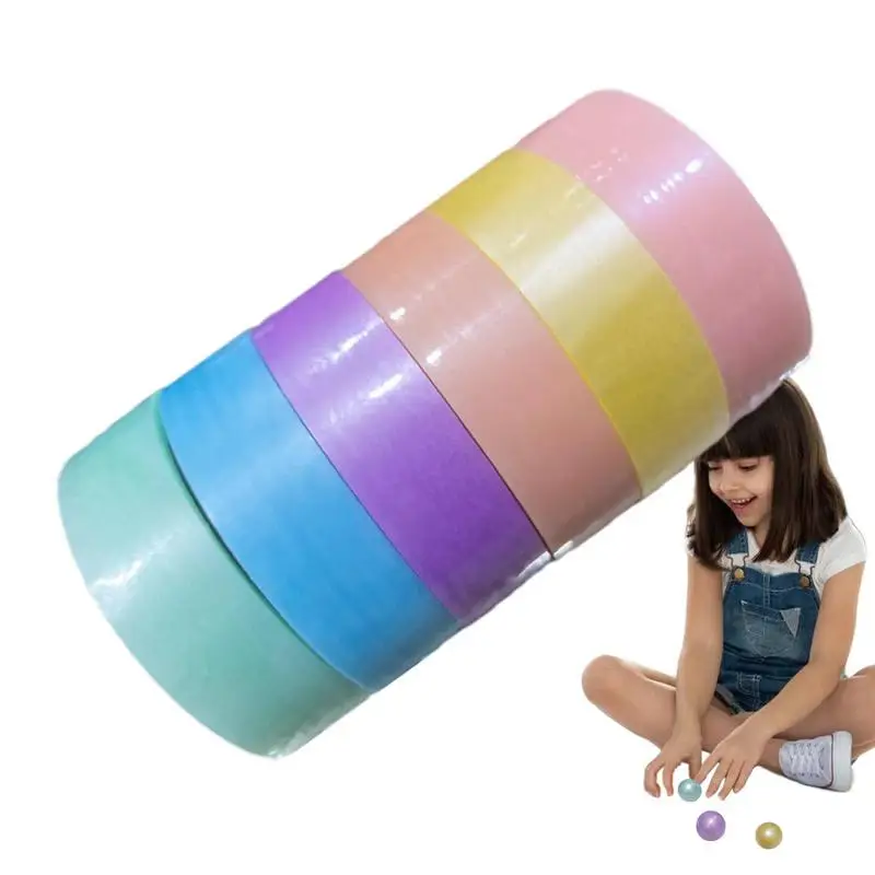 

6 Rolls Colorful Sticky Ball Tape Colored Tapes Bulk Mixed Colors For Adult Kids DIY Playing Relaxing Funny Crafting Toy