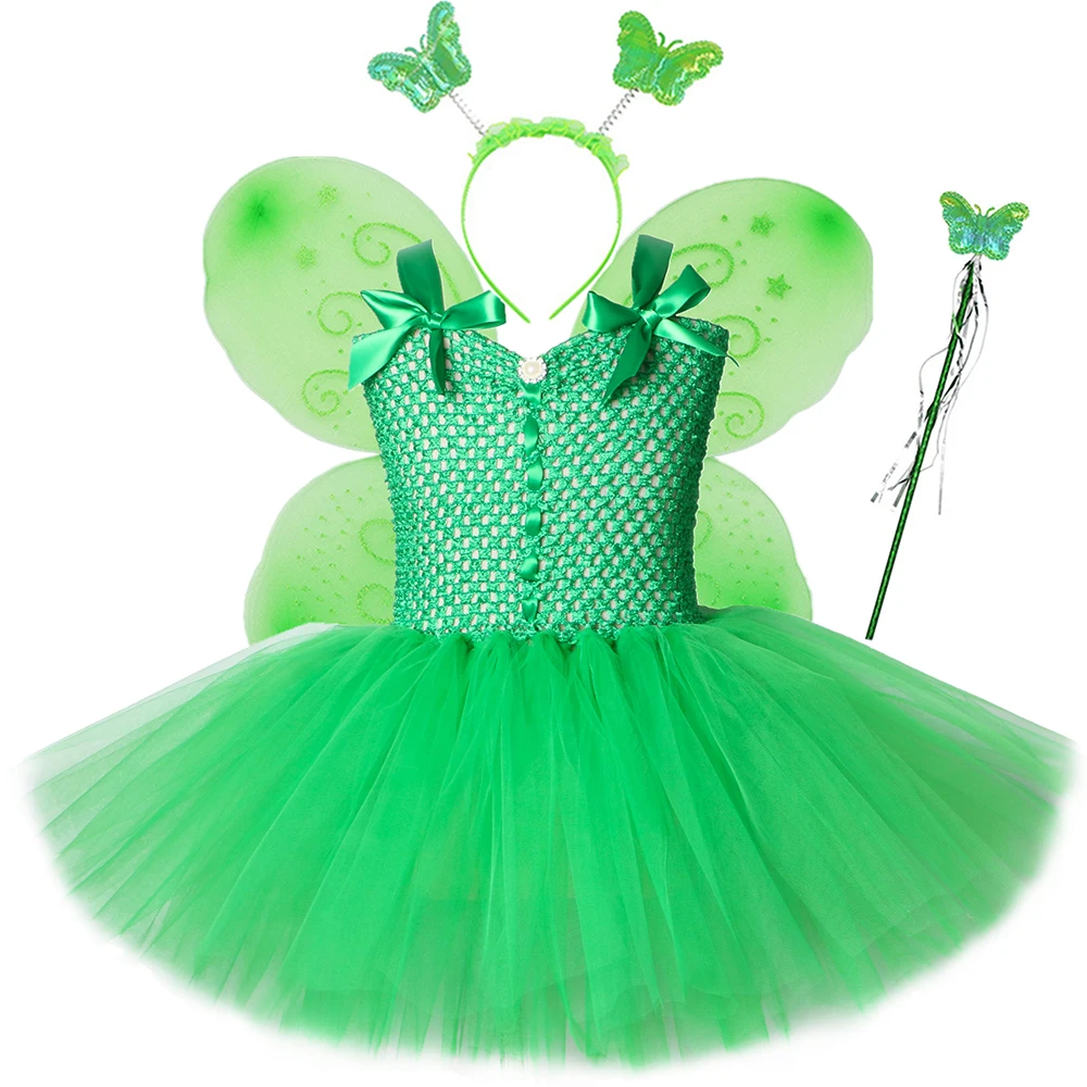 

Pixie Fairy Costume for Girls Birthday Party Fairy Tale Princess Dress Baby Kids Fancy Tulle Halloween Tutu Dress with Wings Set