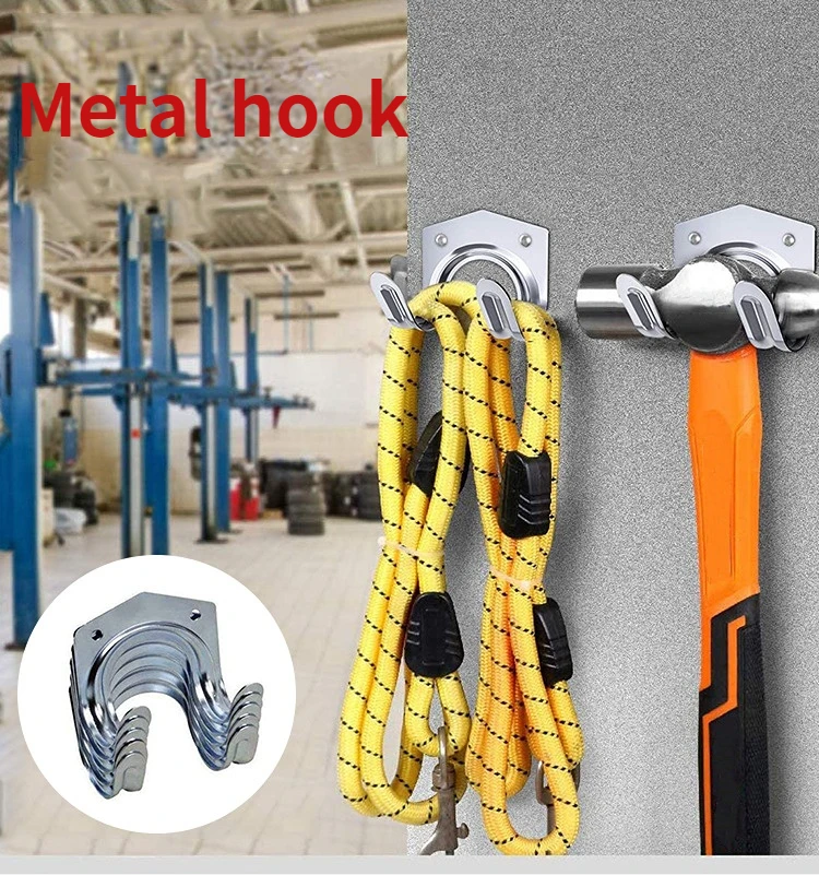 

Metal Storage Pcs Hook Double Hanging Rack 5/10 Housekeeper Holder Kitchen Garage Wall Garden Hooks Clothes Tool Silver Hanger