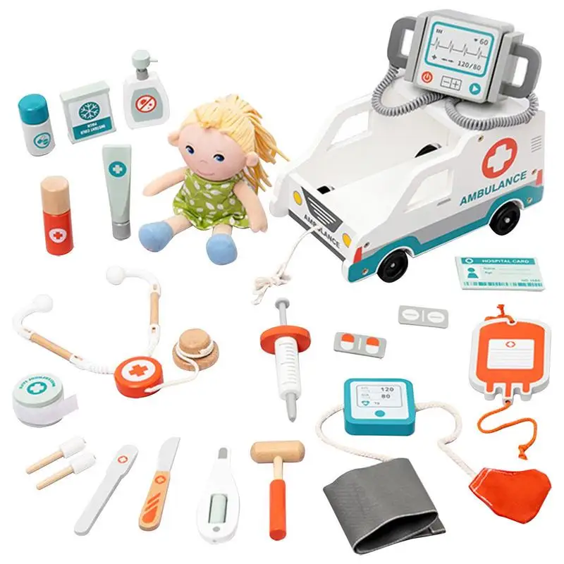 

Kids Doctor Kit Pretend Play Doctor Toys Wooden Montessori Children Hand-Eye Coordination Training Toys Doctor Role Play Kits