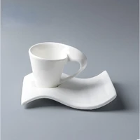 creative wavy coffee cup coffee shop pure white coffee cup advertising gift cup
