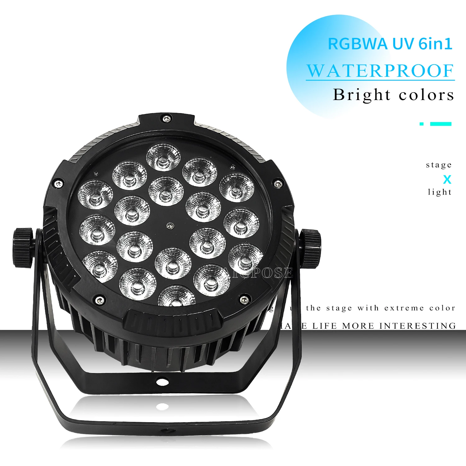 

Outdoor Show 18x18W RGBWA+UV 6 in 1 LED Par Light IP65 Waterproof Stage Light DMX Control Professional DJ Disco Equipment