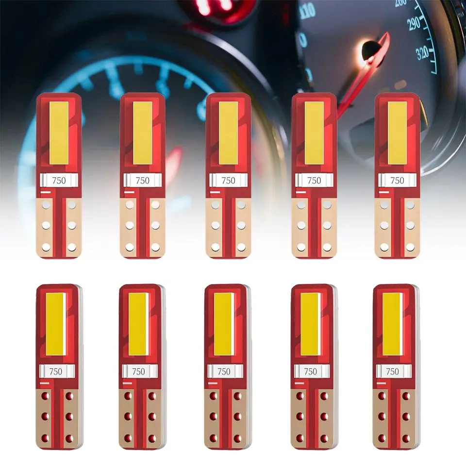 

1/10 Pcs T5 LED 2SMD W3W W1.2W Bulb Car Light Indicator Dashboard Gauge Instrument Lamp Auto Motorcycle Replacement 12V White