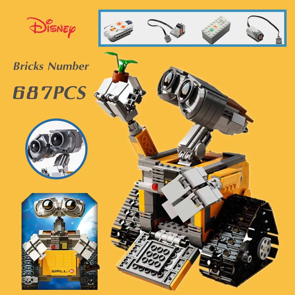 

Compatible 21303 687PCS Disney WALL E Movie Pixar Motorized RC Robot Motor Power Figures Building Block Brick Toy Gift Kid Set
