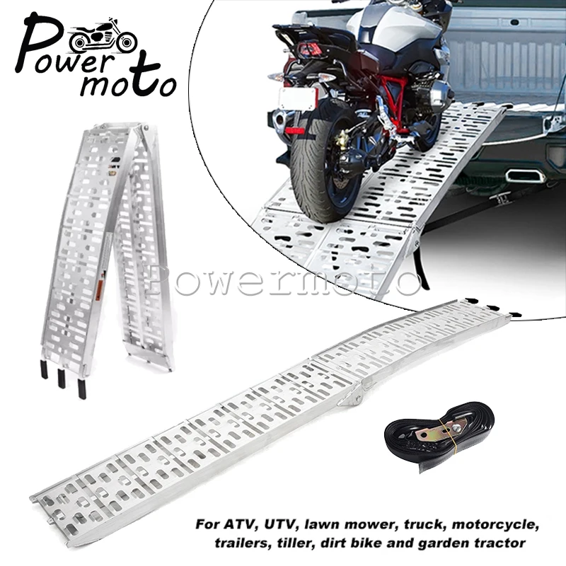 Aluminum Motorcycle Foldable Loading Ramp Universal For ATV UTV Truck Cars Auto Trailer Transportation Load Ladder Dirt Bike