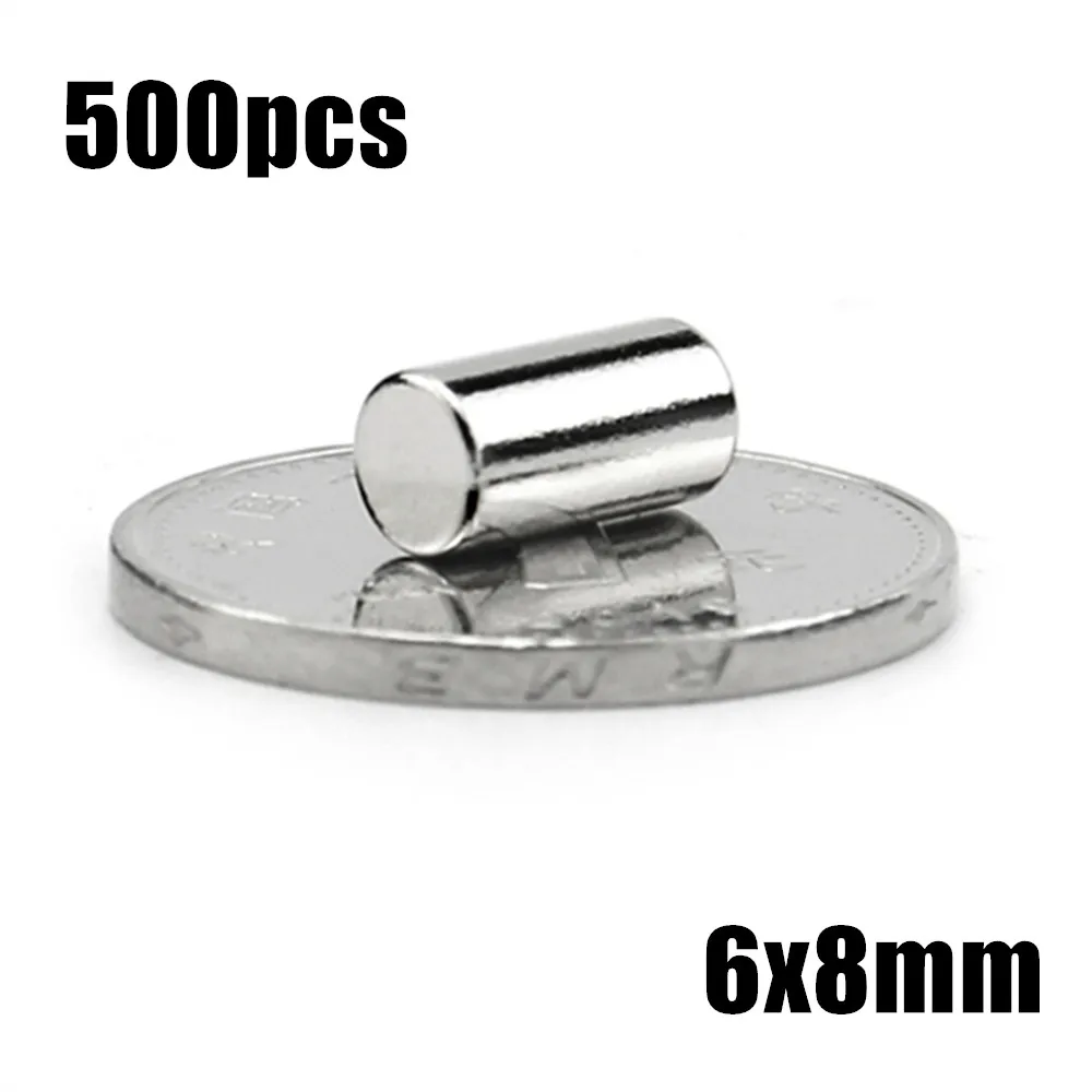 

500pcs 6x8mm Super Powerful Strong Bulk Small Round NdFeB Neodymium Disc Magnets Dia 6mm x 8mm N35 Rare Earth NdFeB Magnet