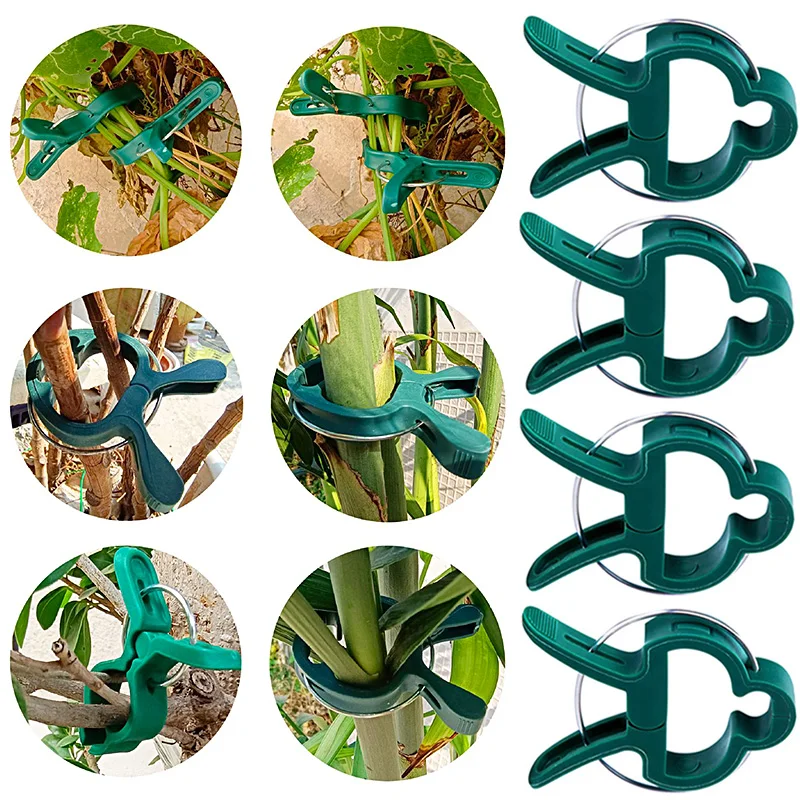 

10Pcs Reusable Green Garden Plant Fixed Clips for Greenhous Vegetables Flowers Stem Vines Grape Clamp Support Straighten Stems